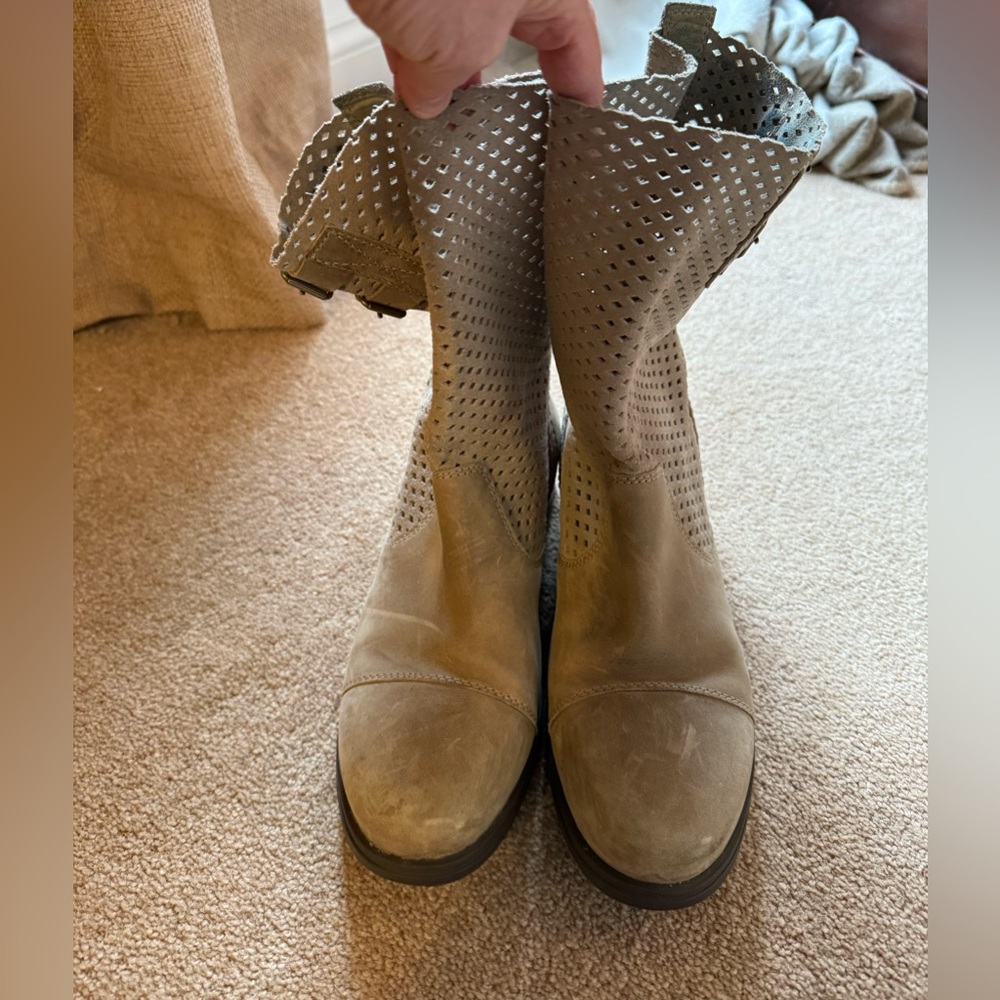Sorel Taupe Perforated Mid-Calf Ankle Boots